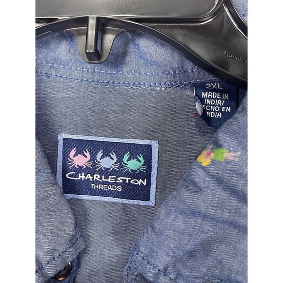 Charleston Threads Dancing Hula Girl Cotton Button Short Sleeve Shirt Sz 2XL - Picture 6 of 8
